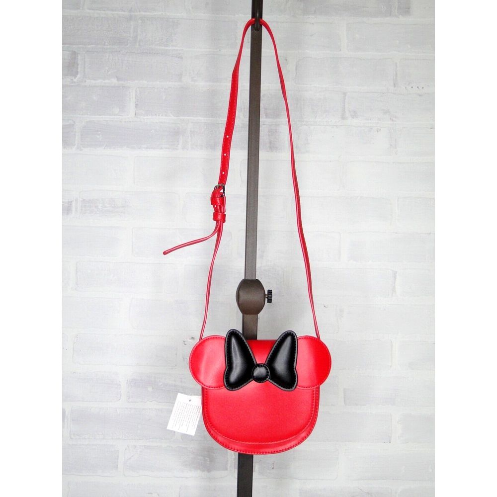 Disney Parks Minnie Mouse Red Bow Black Adjustable Strap Handbag Size‎ Small New